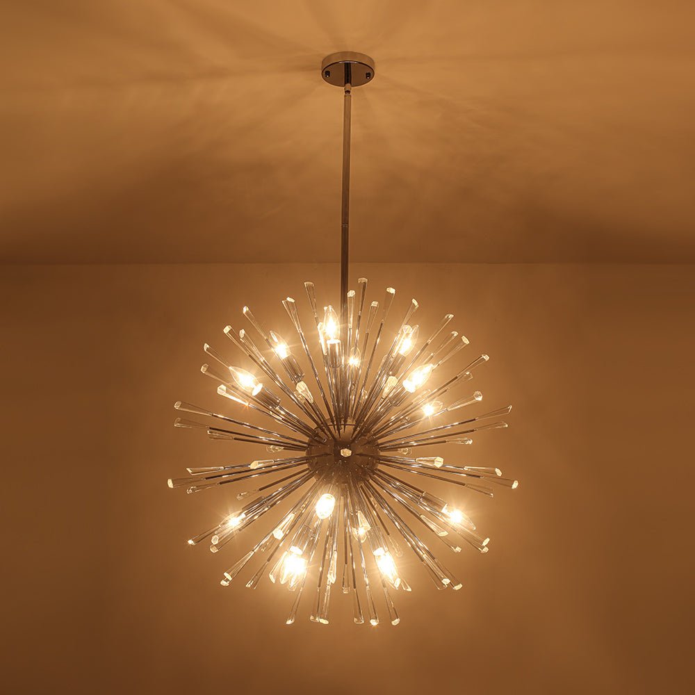 Pendantlightie - Elegant 16 - Light Firework Round Dandelion Crystal Chandelier - Chandeliers - Chrome -