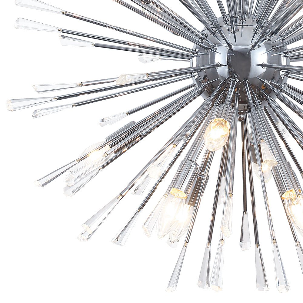 Pendantlightie - Elegant 16 - Light Firework Round Dandelion Crystal Chandelier - Chandeliers - Chrome -