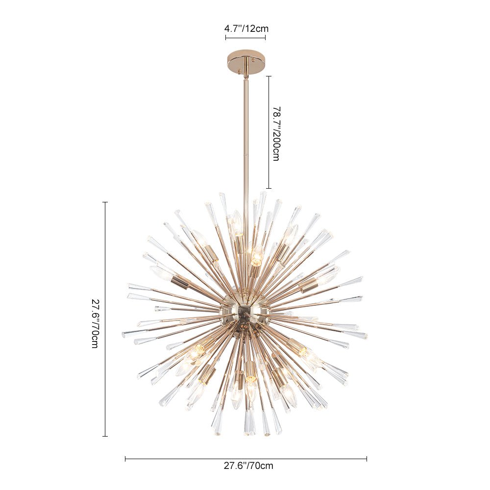 Pendantlightie - Elegant 16 - Light Firework Round Dandelion Crystal Chandelier - Chandeliers - Chrome -