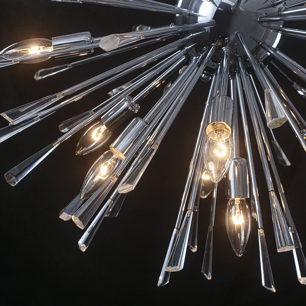 Pendantlightie - Elegant 16 - Light Firework Round Dandelion Crystal Chandelier - Chandeliers - Chrome -