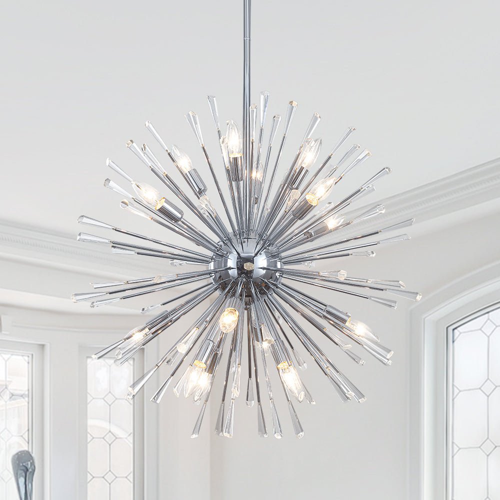 Pendantlightie - Elegant 16 - Light Firework Round Dandelion Crystal Chandelier - Chandeliers - Chrome -