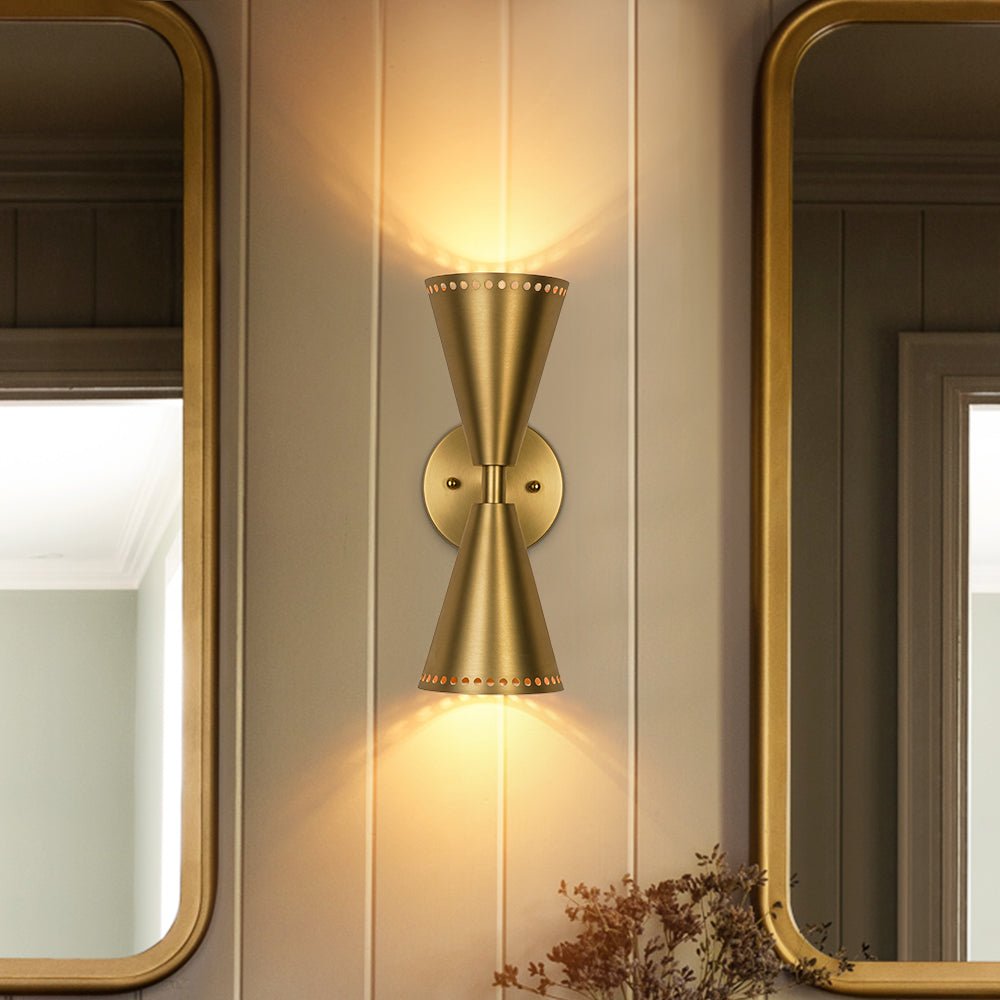 Pendantlightie - Elegant 2 - Light Starry Hourglass Up And Down Cone Wall Light - Wall Light - Gold -