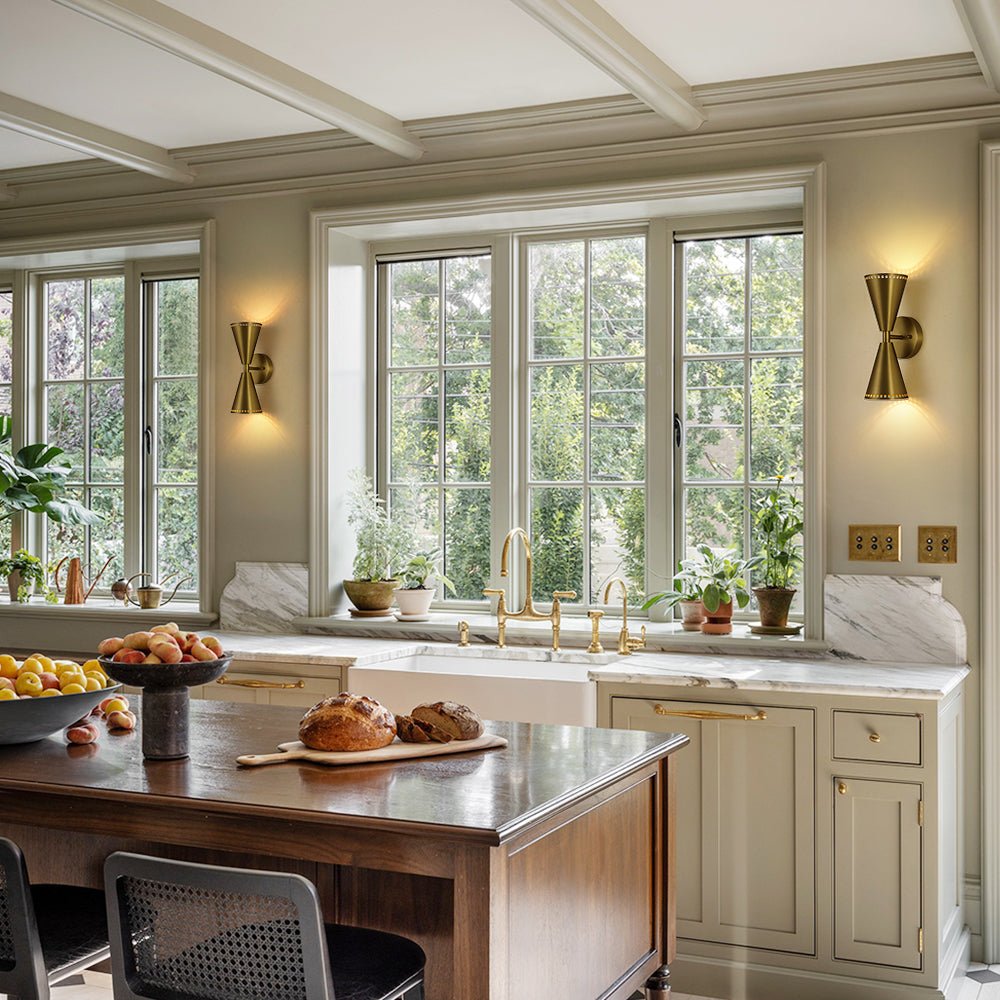 Pendantlightie - Elegant 2 - Light Starry Hourglass Up And Down Cone Wall Light - Wall Light - Nickel -