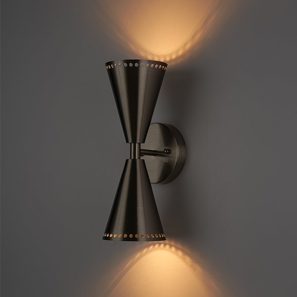 Pendantlightie - Elegant 2 - Light Starry Hourglass Up And Down Cone Wall Light - Wall Light - Nickel -