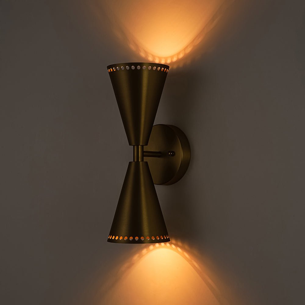Pendantlightie - Elegant 2 - Light Starry Hourglass Up And Down Cone Wall Light - Wall Light - Nickel -