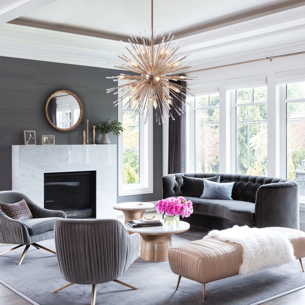 Pendantlightie - Elegant Firework Round Dandelion Crystal Chandelier - Chandeliers - Chrome - 20Lt