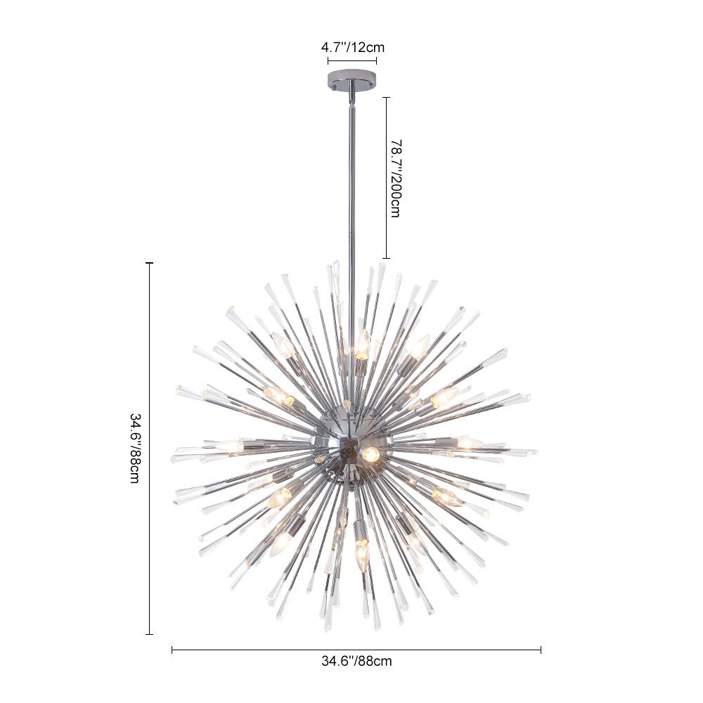 Pendantlightie - Elegant Firework Round Dandelion Crystal Chandelier - Chandeliers - Chrome - 20Lt