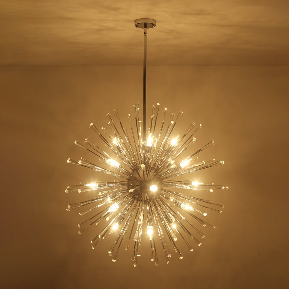 Pendantlightie - Elegant Firework Round Dandelion Crystal Chandelier - Chandeliers - Chrome - 20Lt