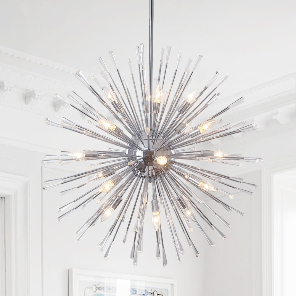 Pendantlightie - Elegant Firework Round Dandelion Crystal Chandelier - Chandeliers - Chrome - 20Lt
