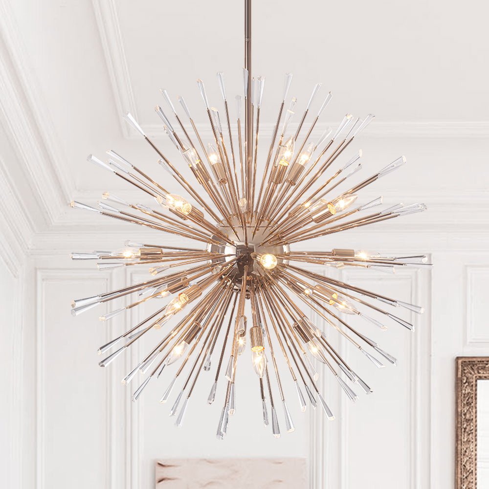 Pendantlightie - Elegant Firework Round Dandelion Crystal Chandelier - Chandeliers - Gold - 20Lt