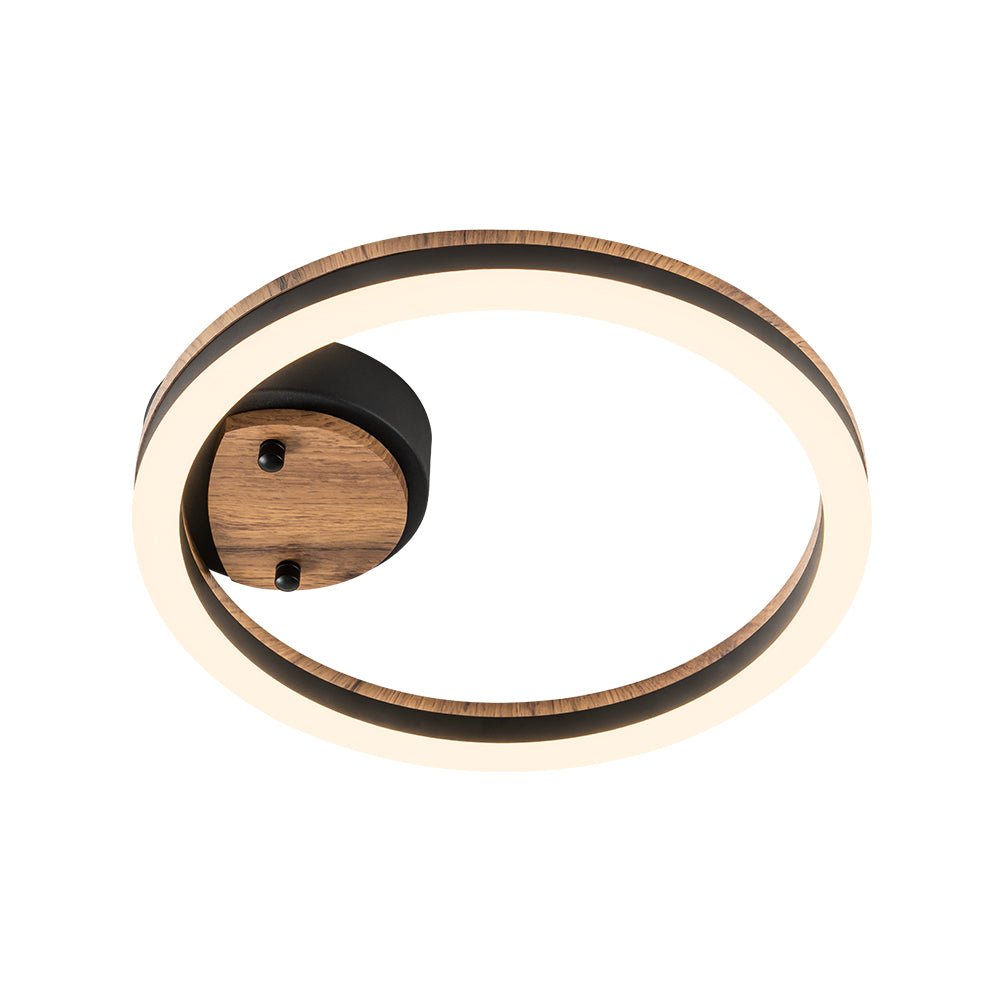 Pendantlightie - Farmhouse 1 - Light Wood Like Circle Led Semi Flush Mount - Semi Flush Mount - Warm White Light -