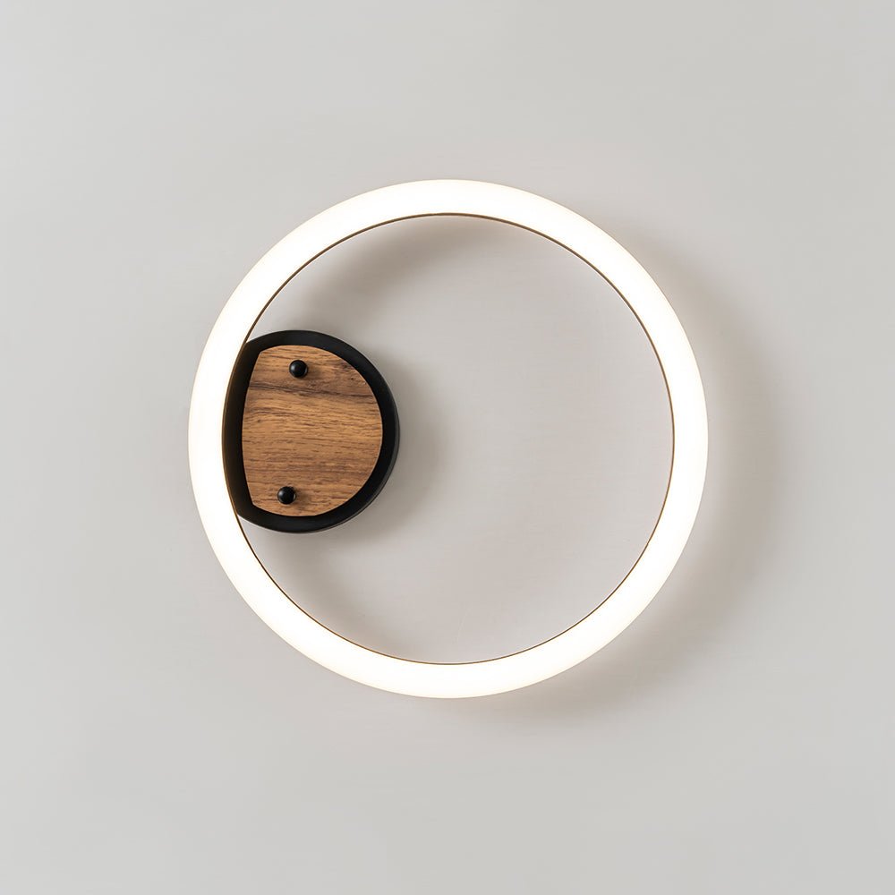 Pendantlightie - Farmhouse 1 - Light Wood Like Circle Led Semi Flush Mount - Semi Flush Mount - Warm White Light -