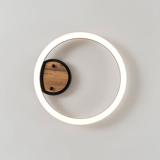 Pendantlightie - Farmhouse 1 - Light Wood Like Circle Led Semi Flush Mount - Semi Flush Mount - Warm White Light -