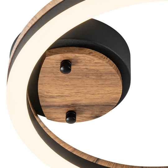 Pendantlightie - Farmhouse 1 - Light Wood Like Circle Led Semi Flush Mount - Semi Flush Mount - Warm White Light -