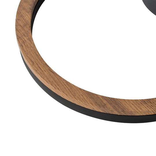 Pendantlightie - Farmhouse 1 - Light Wood Like Circle Led Semi Flush Mount - Semi Flush Mount - Warm White Light -