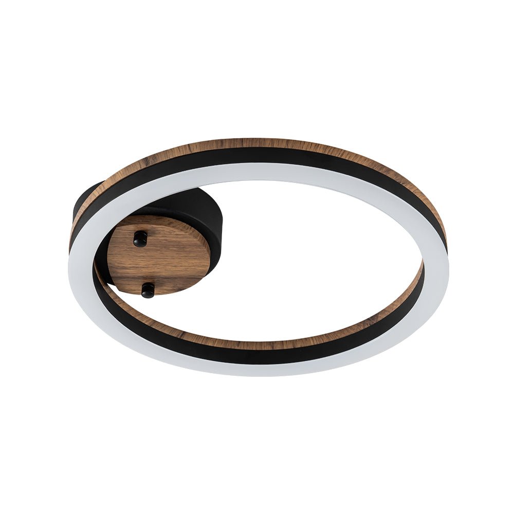 Pendantlightie - Farmhouse 1 - Light Wood Like Circle Led Semi Flush Mount - Semi Flush Mount - Warm White Light -