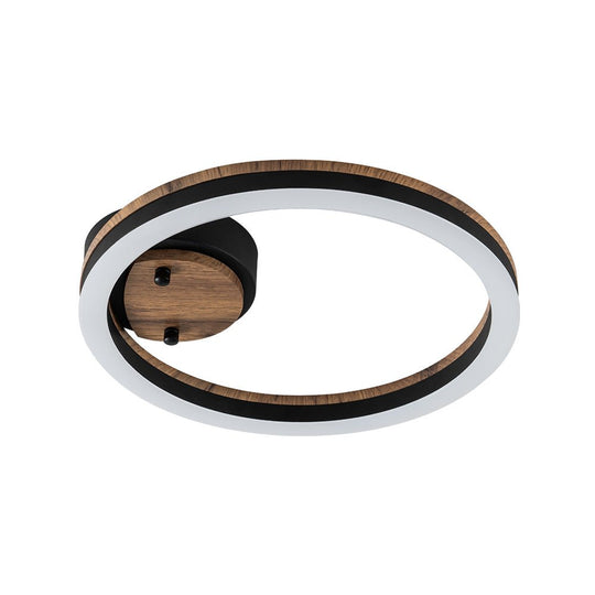 Pendantlightie - Farmhouse 1 - Light Wood Like Circle Led Semi Flush Mount - Semi Flush Mount - Warm White Light -