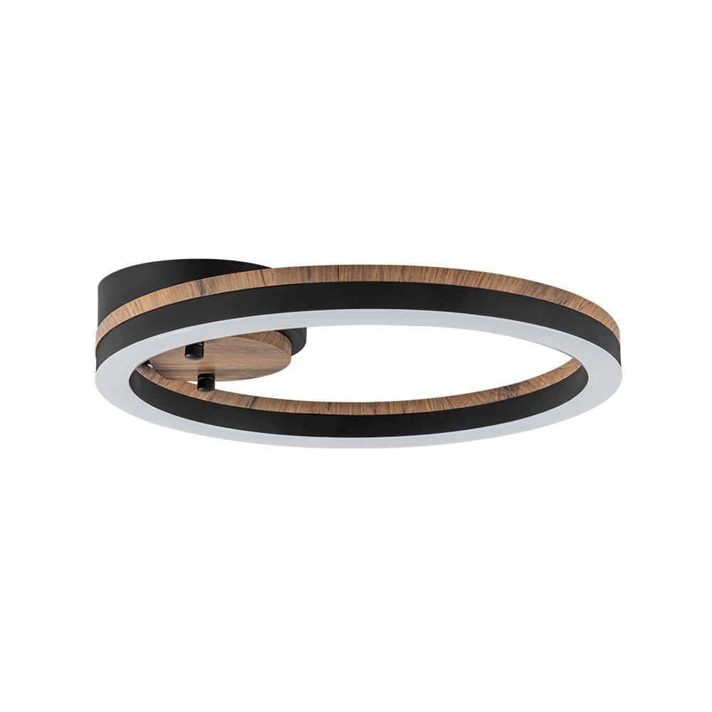 Pendantlightie - Farmhouse 1 - Light Wood Like Circle Led Semi Flush Mount - Semi Flush Mount - Warm White Light -