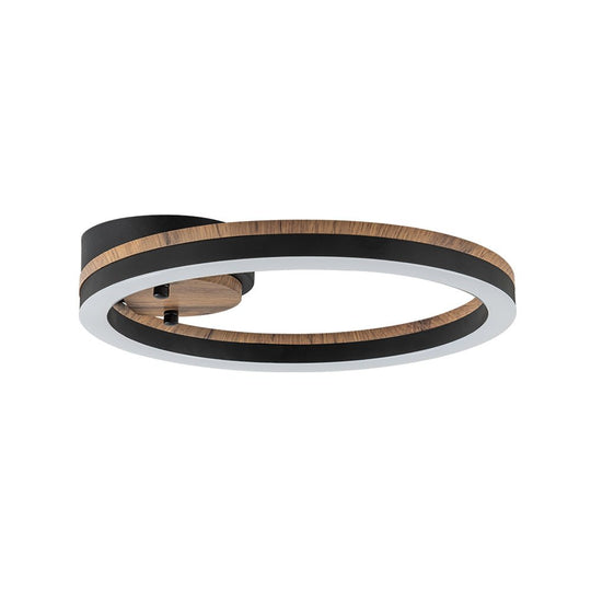 Pendantlightie - Farmhouse 1 - Light Wood Like Circle Led Semi Flush Mount - Semi Flush Mount - Warm White Light -