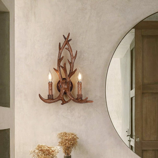 Pendantlightie - Farmhouse 2 - Light Antler Shaped Deer Horn Wall Light - Wall Light - Brown -