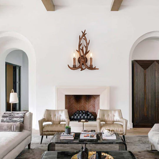 Pendantlightie - Farmhouse 2 - Light Antler Shaped Deer Horn Wall Light - Wall Light - White -