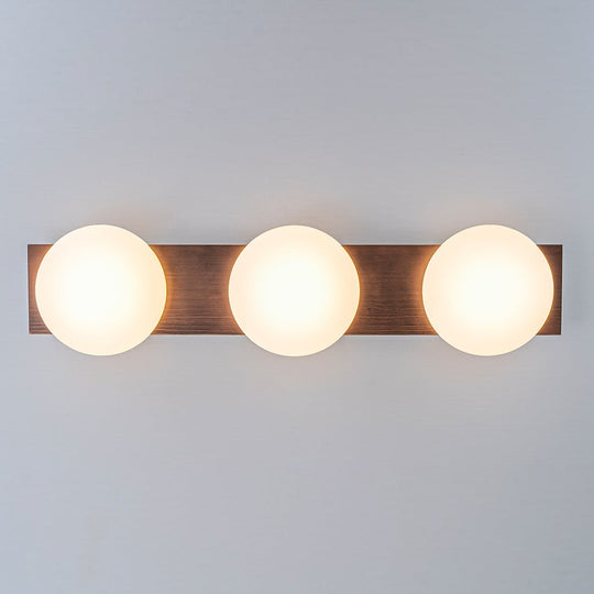 Pendantlightie - Farmhouse 3 - Light Round Wooden Grain LED Semi Flush Mount With Shade - Semi Flush Mount - Walnut Grain -