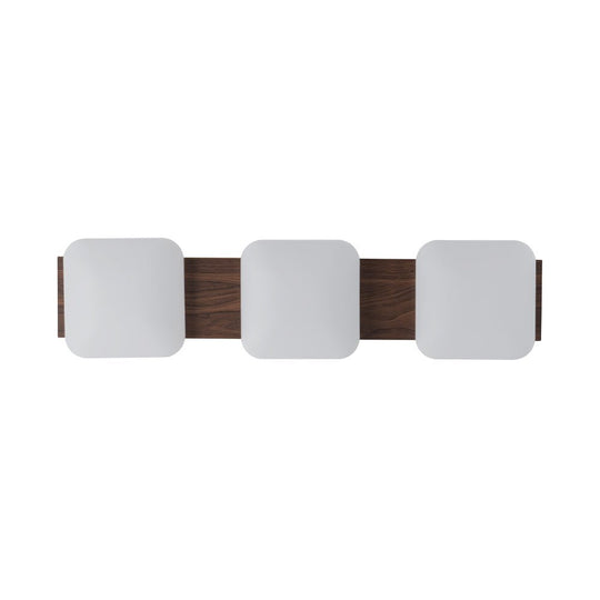 Pendantlightie - Farmhouse 3 - Light Square Wooden Grain LED Semi Flush Mount With Shade - Semi Flush Mount - Walnut Grain -
