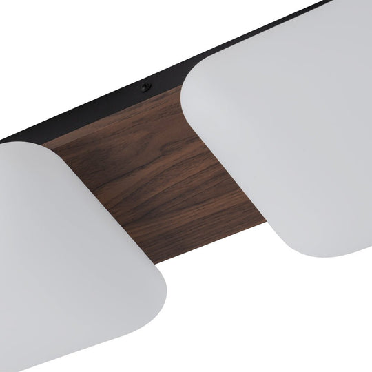 Pendantlightie - Farmhouse 3 - Light Square Wooden Grain LED Semi Flush Mount With Shade - Semi Flush Mount - Walnut Grain -