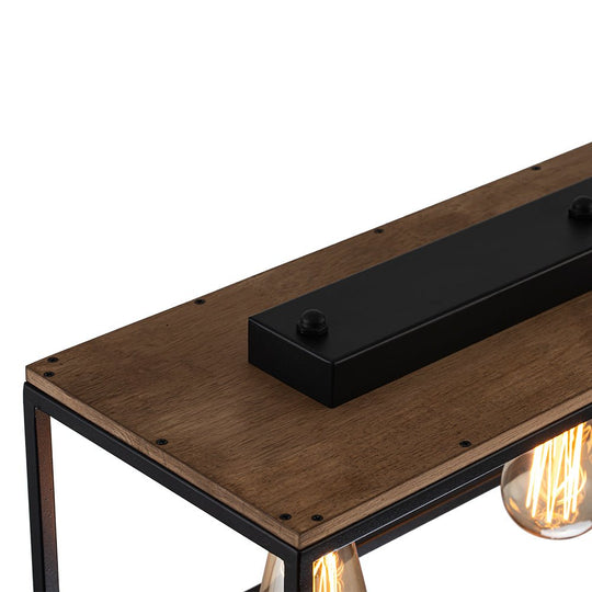 Pendantlightie - Farmhouse 5 - Light Kitchen Island Wood Accents Rectangular Chandelier - Chandeliers - Black -
