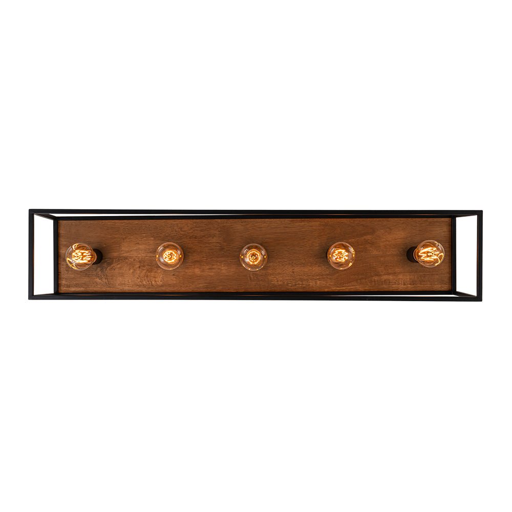Pendantlightie - Farmhouse 5 - Light Wooden Cage Rectangular Flush Mount - Flush Mount - Black -