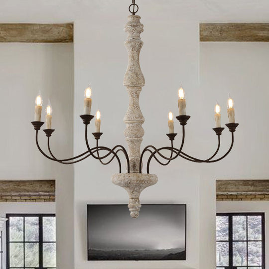 Pendantlightie - Farmhouse 5 - Light Wooden Candle Style French Country Chandelier - Chandeliers - 8 - Light Brown Candle Base -