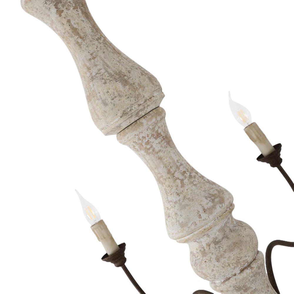 Pendantlightie - Farmhouse 5 - Light Wooden Candle Style French Country Chandelier - Chandeliers - 8 - Light White Candle Base -