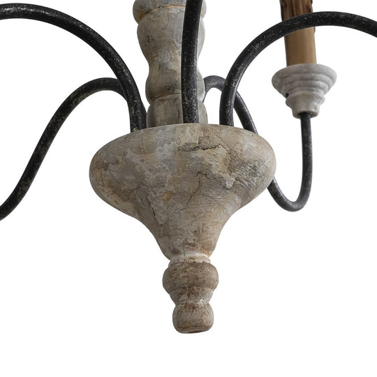 Pendantlightie - Farmhouse 5 - Light Wooden Candle Style French Country Chandelier - Chandeliers - White Candle Base -
