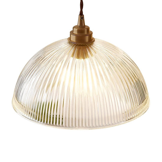 Pendantlightie - Farmhouse Industrial 1 - Light Clear Ribbed Dome Shape Glass Pendant Light - Pendants - Large -