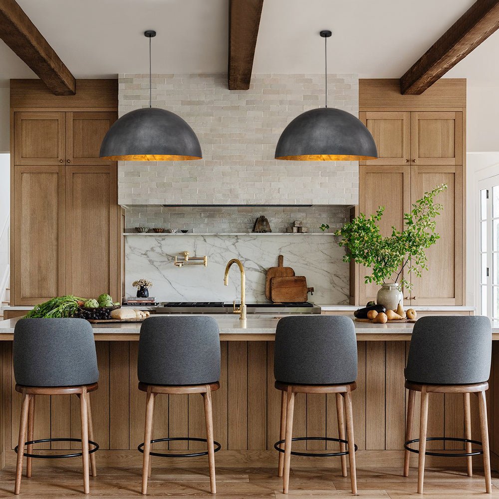 Pendantlightie - Farmhouse Industrial 1 - Light Metal Dome Pendant Light - Pendants - White -