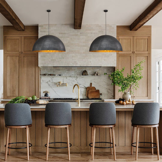 Pendantlightie - Farmhouse Industrial 1 - Light Metal Dome Pendant Light - Pendants - White -