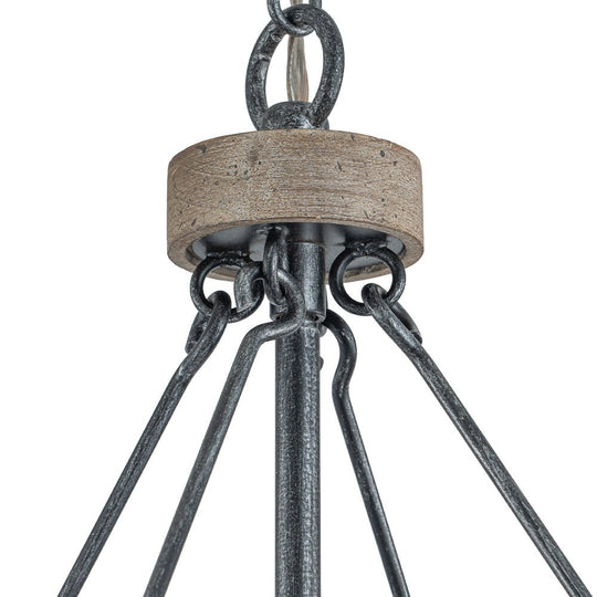 Pendantlightie - Farmhouse Rustic 4 - Light Rectangle Lantern Wooden Pendant Light - Pendants - Antiqued Silver -