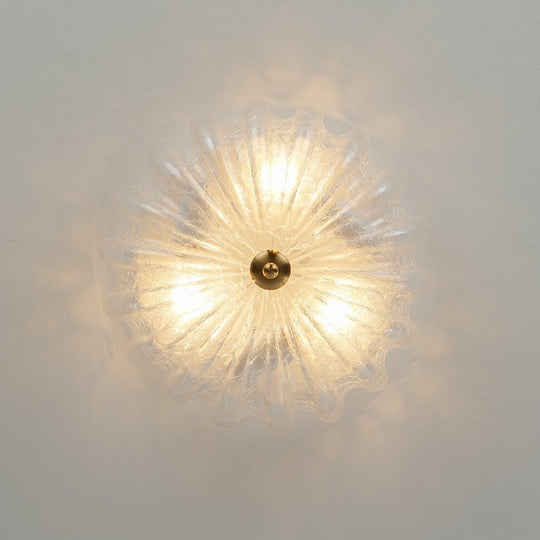 Pendantlightie - French Country 3 - Light Floral Cream Crackled Scalloped Semi Flush Mount - Semi Flush Mount - Clear -