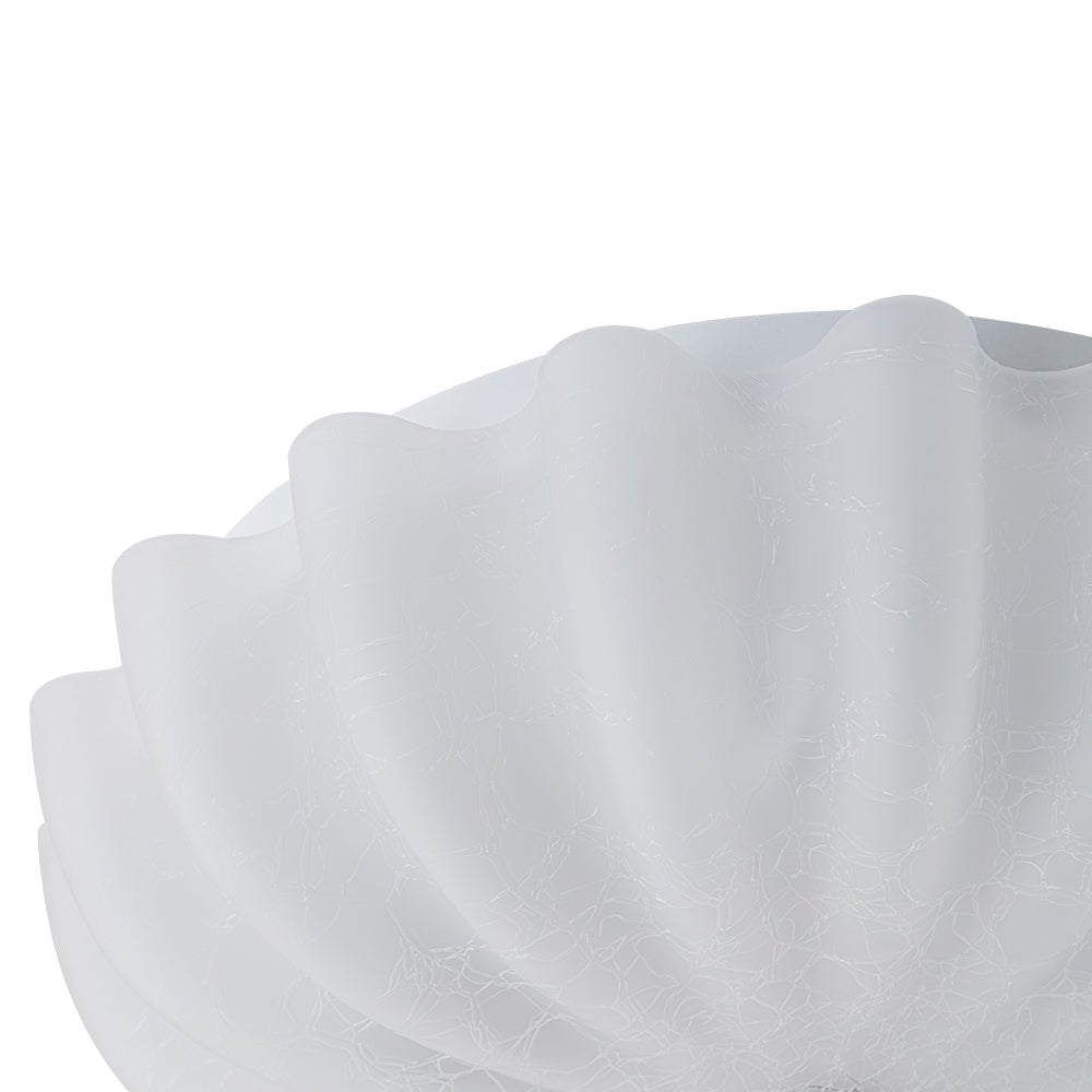 Pendantlightie - French Country 3 - Light Floral Cream Crackled Scalloped Semi Flush Mount - Semi Flush Mount - Clear -