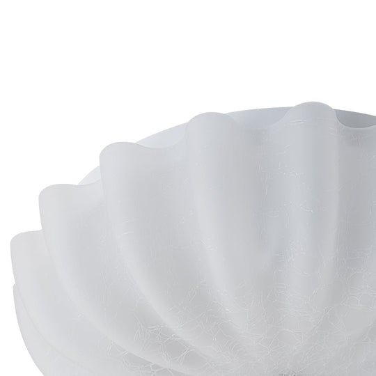 Pendantlightie - French Country 3 - Light Floral Cream Crackled Scalloped Semi Flush Mount - Semi Flush Mount - Clear -