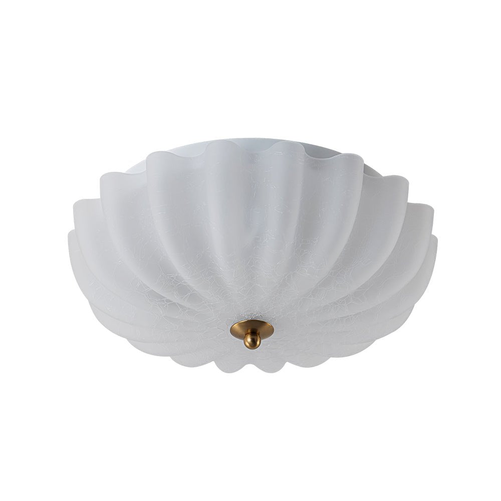 Pendantlightie - French Country 3 - Light Floral Cream Crackled Scalloped Semi Flush Mount - Semi Flush Mount - Clear -