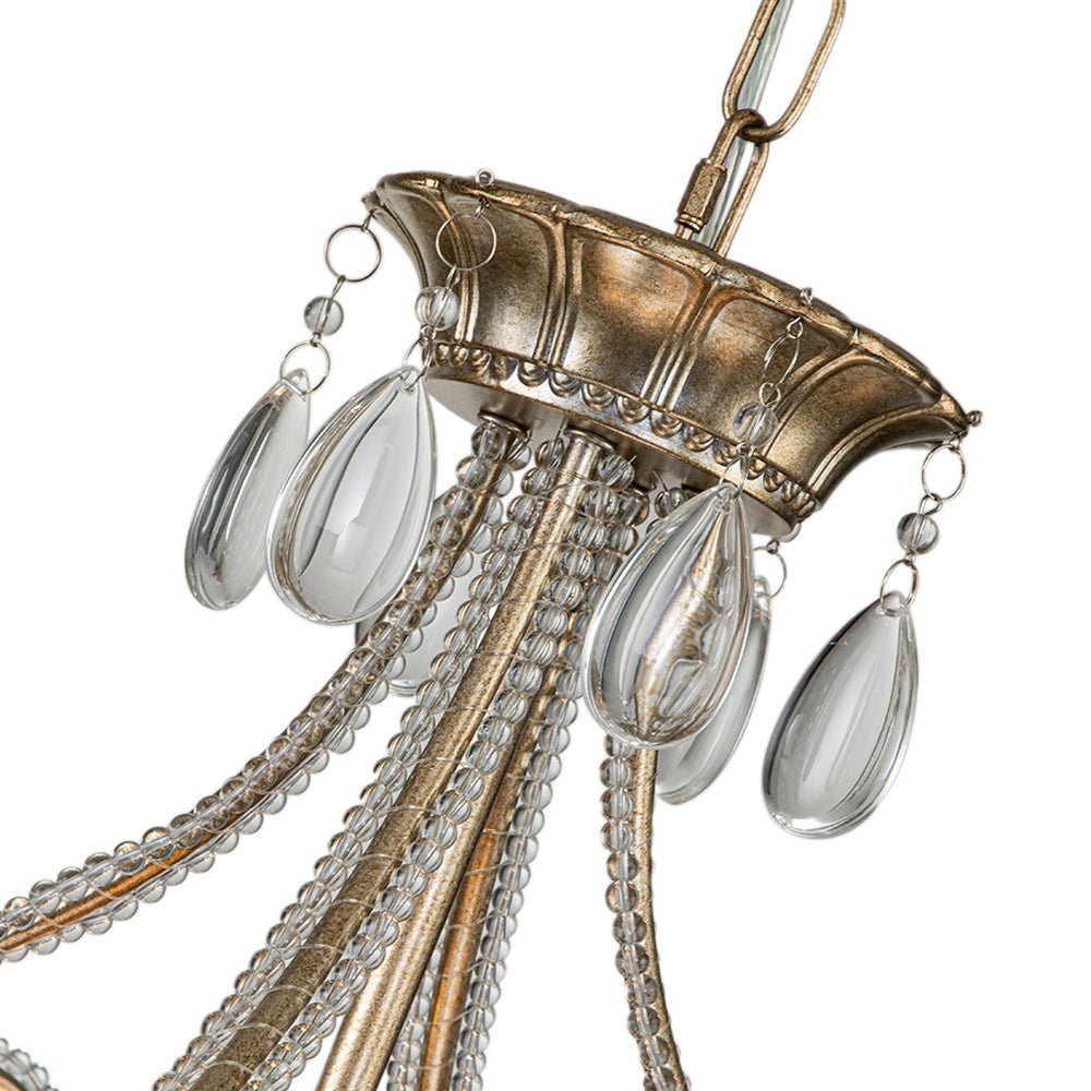 Pendantlightie - French Style 5 - Light Vintage Crystal Accent Drum Chandelier - Chandeliers - Silver Bronze -