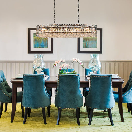 Pendantlightie - Glam 10 - Light Oversized Island Oval Chandeliers With Crystal Accents - Chandeliers - Chrome -