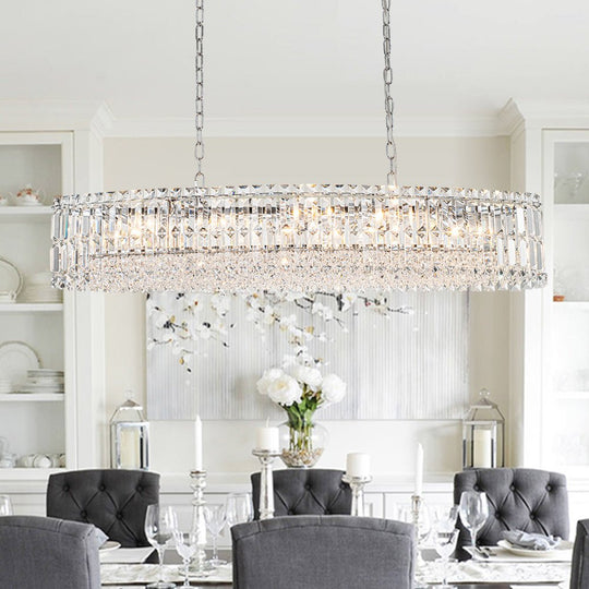 Pendantlightie - Glam 10 - Light Oversized Island Oval Chandeliers With Crystal Accents - Chandeliers - Chrome -