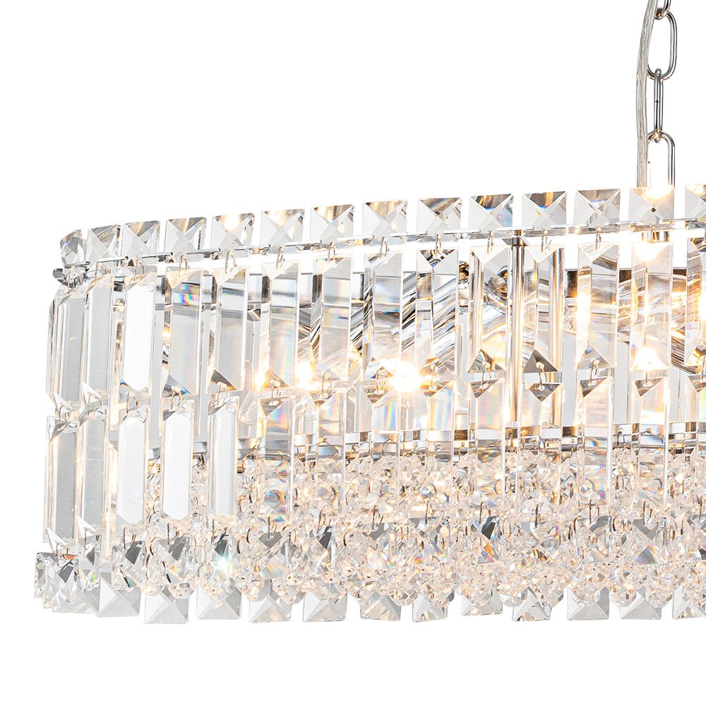 Pendantlightie - Glam 10 - Light Oversized Island Oval Chandeliers With Crystal Accents - Chandeliers - Chrome -