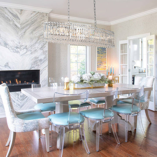 Pendantlightie - Glam 10 - Light Oversized Island Oval Chandeliers With Crystal Accents - Chandeliers - Chrome -