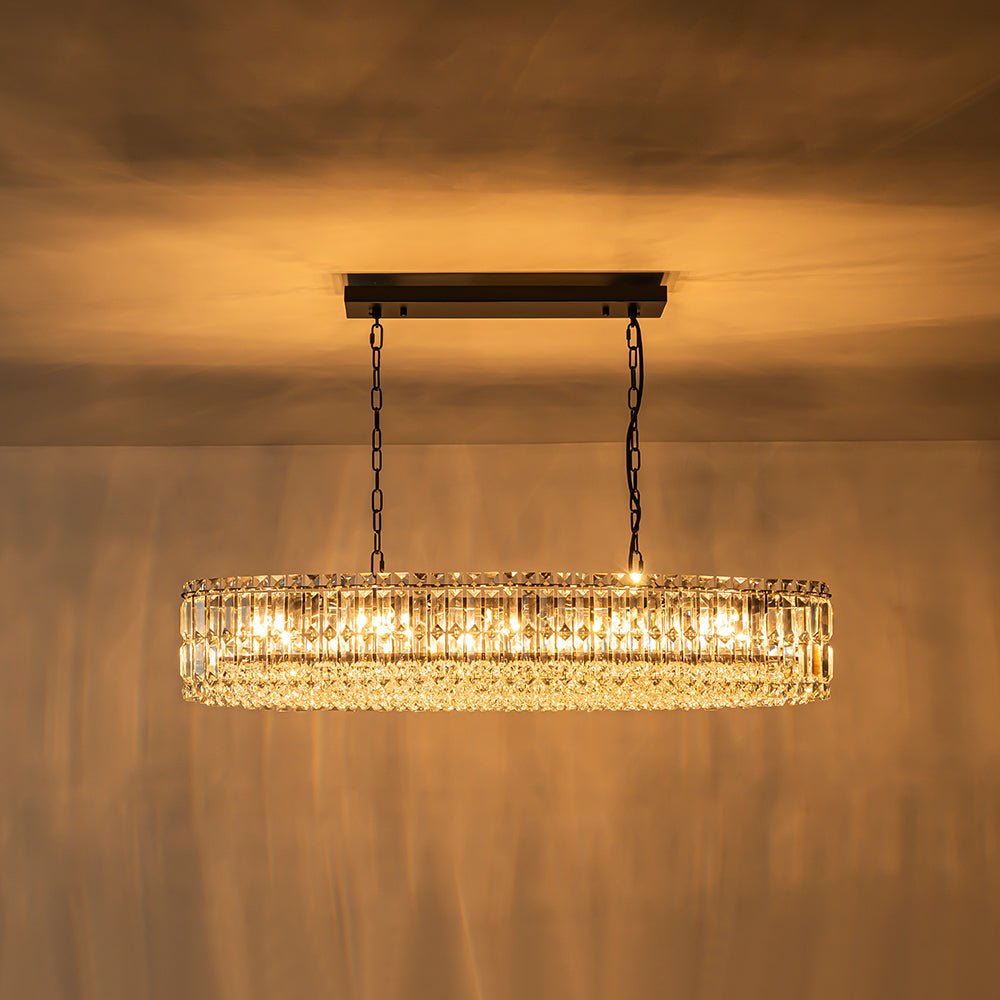Pendantlightie - Glam 10 - Light Oversized Island Oval Chandeliers With Crystal Accents - Chandeliers - Chrome -
