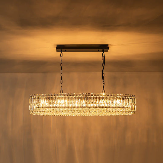 Pendantlightie - Glam 10 - Light Oversized Island Oval Chandeliers With Crystal Accents - Chandeliers - Chrome -