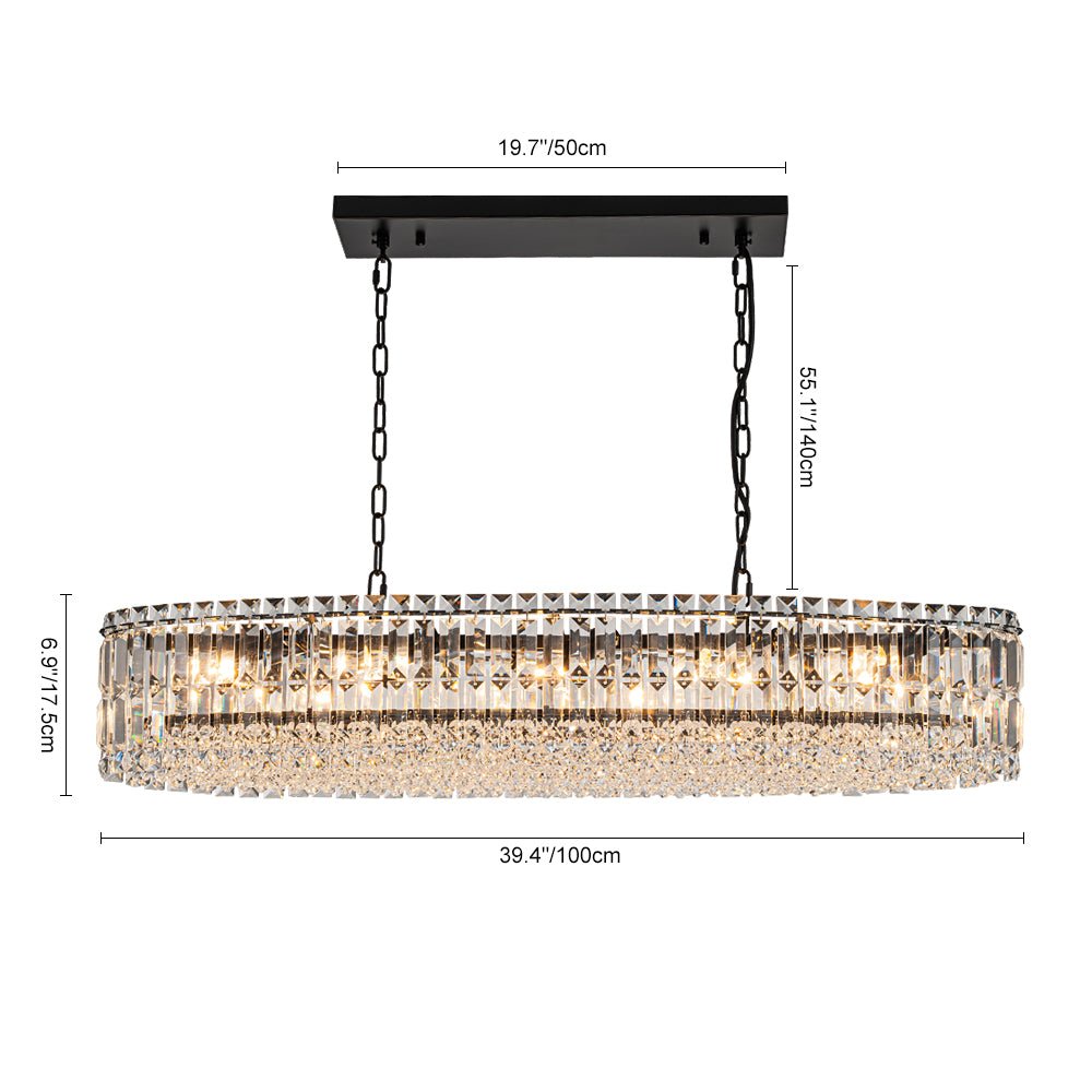 Pendantlightie - Glam 10 - Light Oversized Island Oval Chandeliers With Crystal Accents - Chandeliers - Chrome -