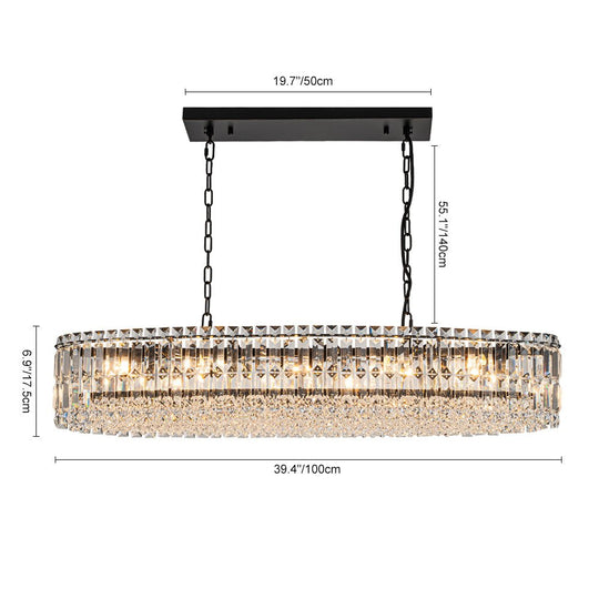 Pendantlightie - Glam 10 - Light Oversized Island Oval Chandeliers With Crystal Accents - Chandeliers - Chrome -